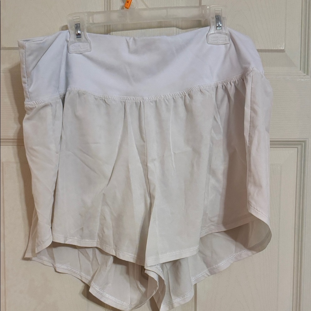 White Flowing Athletic Shorts